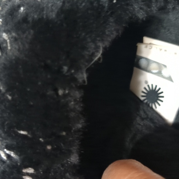 ugg fluff yeah metallic sparkle slides black silver women's size 5.5 - Picture 6 of 11